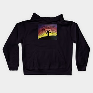 Sunset tree silhouette Kids Hoodie